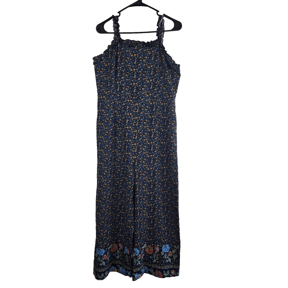 Brenda Womens XL Ditsy Floral Sleeveless Wide Leg Jumpsuit One Piece